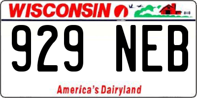 WI license plate 929NEB