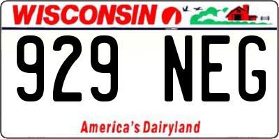 WI license plate 929NEG