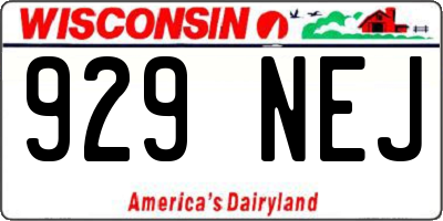 WI license plate 929NEJ