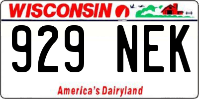WI license plate 929NEK