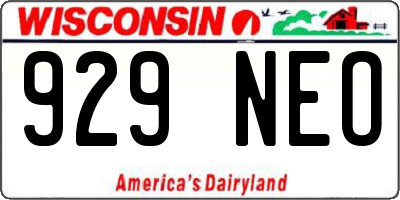 WI license plate 929NEO