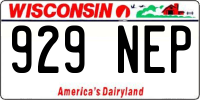 WI license plate 929NEP