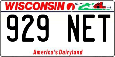 WI license plate 929NET