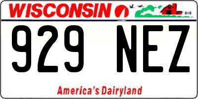 WI license plate 929NEZ