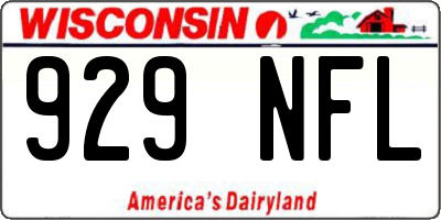 WI license plate 929NFL