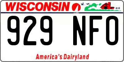 WI license plate 929NFO