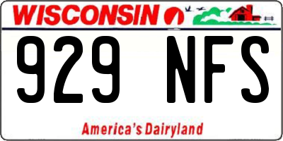 WI license plate 929NFS