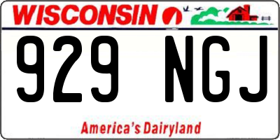 WI license plate 929NGJ