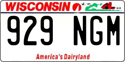 WI license plate 929NGM