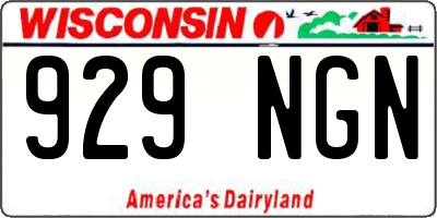 WI license plate 929NGN