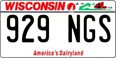 WI license plate 929NGS