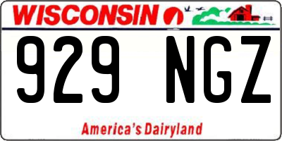 WI license plate 929NGZ