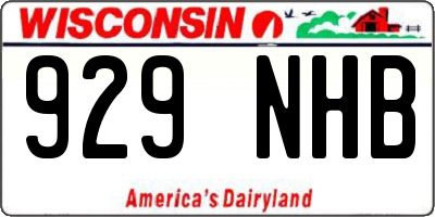 WI license plate 929NHB