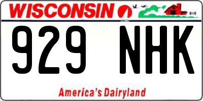 WI license plate 929NHK