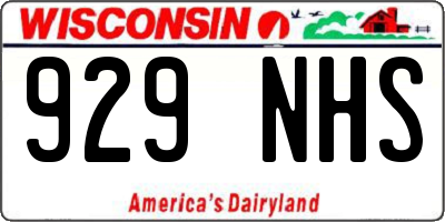 WI license plate 929NHS