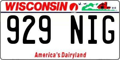 WI license plate 929NIG