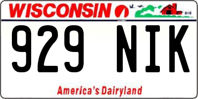 WI license plate 929NIK