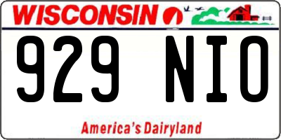 WI license plate 929NIO