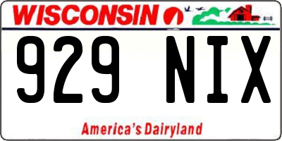WI license plate 929NIX