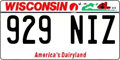 WI license plate 929NIZ