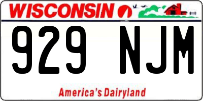 WI license plate 929NJM