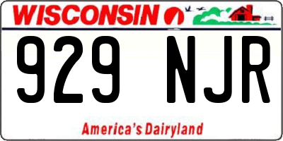 WI license plate 929NJR