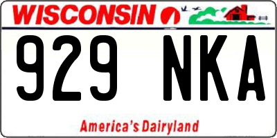WI license plate 929NKA