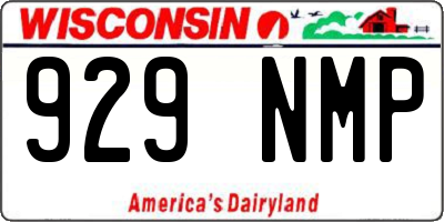 WI license plate 929NMP