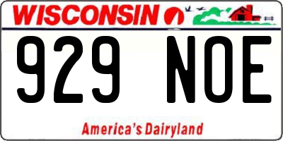 WI license plate 929NOE
