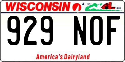 WI license plate 929NOF