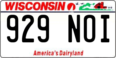 WI license plate 929NOI