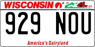 WI license plate 929NOU
