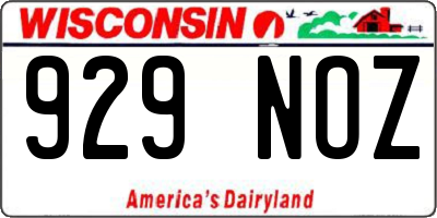 WI license plate 929NOZ