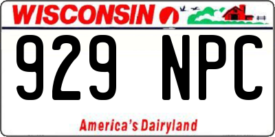 WI license plate 929NPC