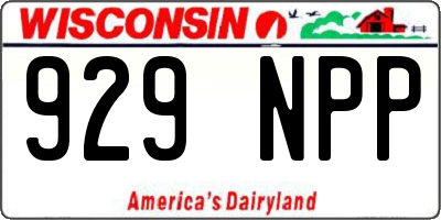 WI license plate 929NPP