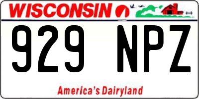 WI license plate 929NPZ