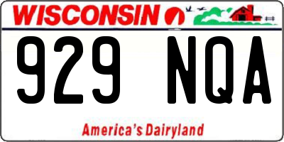 WI license plate 929NQA