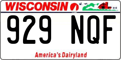 WI license plate 929NQF