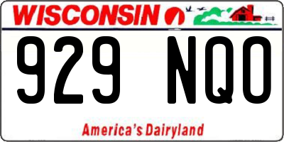 WI license plate 929NQO