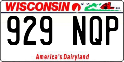 WI license plate 929NQP