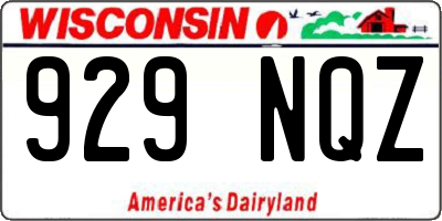 WI license plate 929NQZ