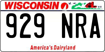 WI license plate 929NRA