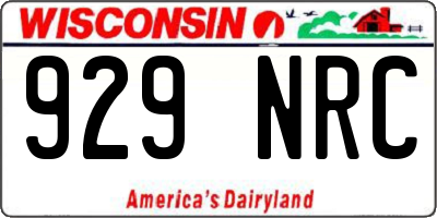 WI license plate 929NRC