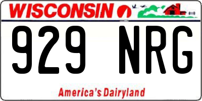 WI license plate 929NRG