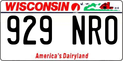 WI license plate 929NRO