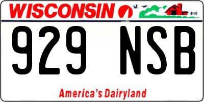 WI license plate 929NSB