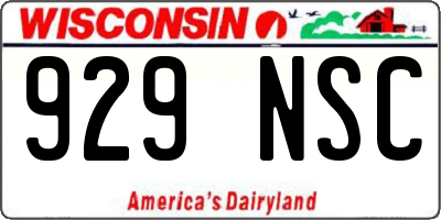 WI license plate 929NSC