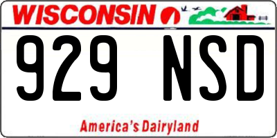 WI license plate 929NSD