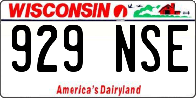 WI license plate 929NSE