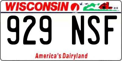 WI license plate 929NSF